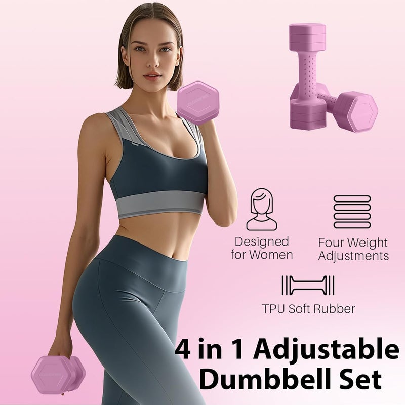 Cloud Fire Adjustable Dumbbell Set of 2, 4 in 1 Free Weights Dumbbells Set, Hand Weights for Women at Home, 5 lb Dumbbells Set with Non-slip Comfort Handle for Home Gym Exercise Workout Training - Image 2